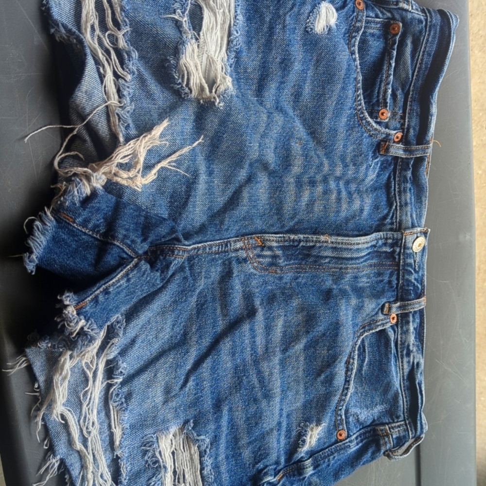 American Eagle Women's size 14 distressed jean shorts.